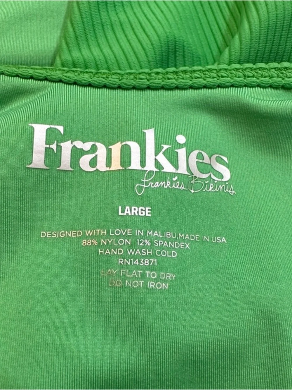 Frankies Bikinis Cody Green Ribbed One Piece Cut Out Swimsuit Size‎ Small S